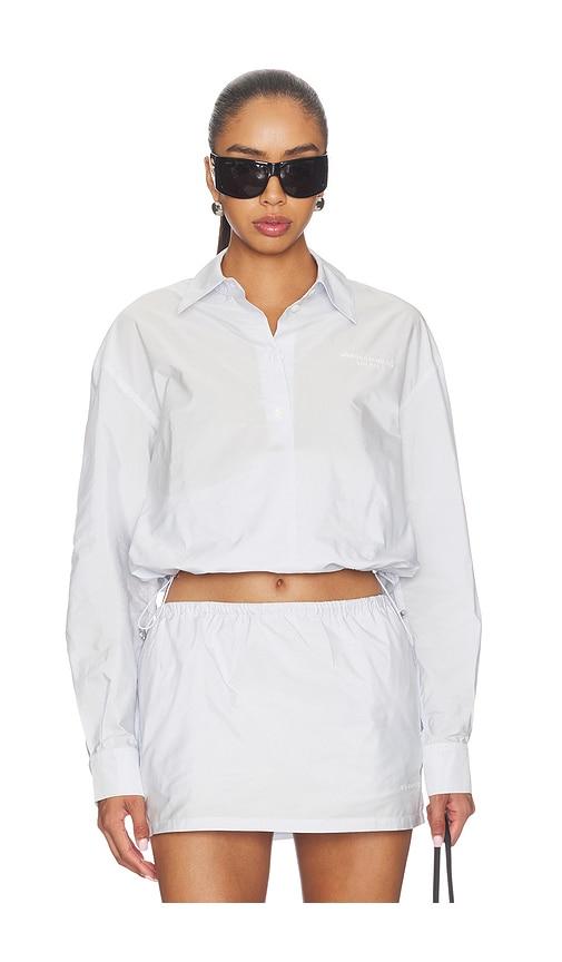 alexander wang cropped shirt with bungee hem in white. - size l (also in xs, s, m)
