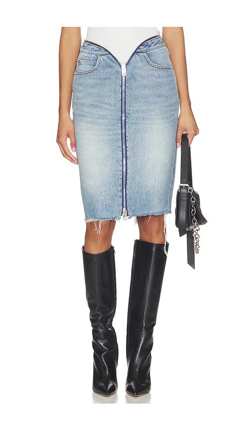 alexander wang dipped v zip waistband skirt in blue. - size 26 (also in 27)