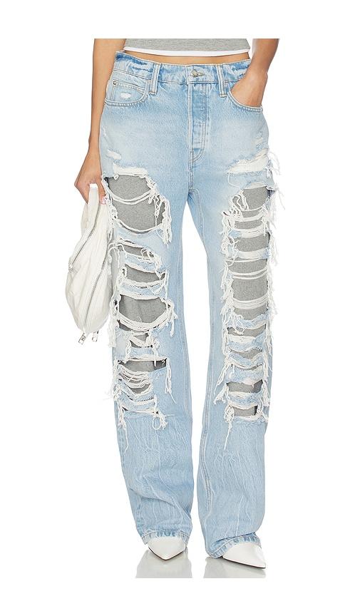 alexander wang distressed straight jean in blue. - size 24 (also in 26)