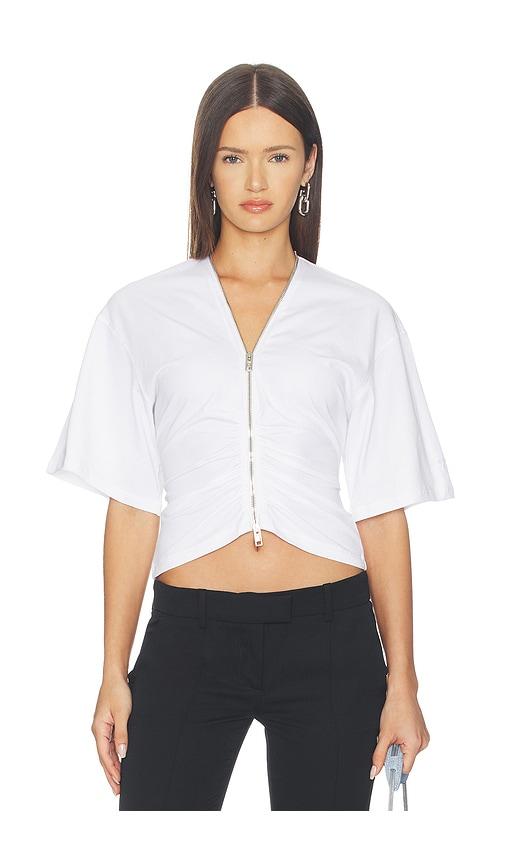 alexander wang gathered t-shirt with continuous loop zipper in white. - size l (also in xs)