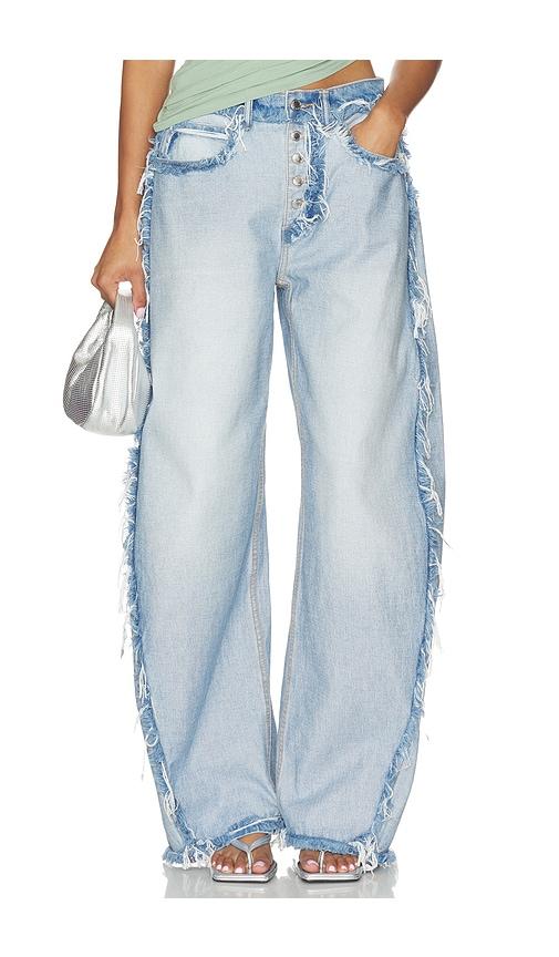 alexander wang inverted blow up jean with emboss logo in blue. - size 24 (also in 29)
