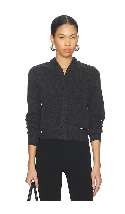 alexander wang knit logo cardigan in charcoal. - size l (also in s)
