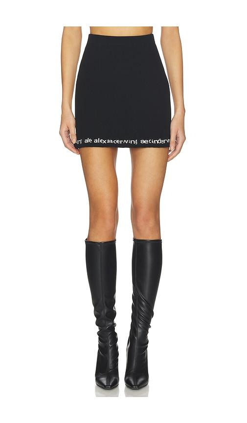 alexander wang logo ribbed mini skirt in black. - size m (also in s, xs)