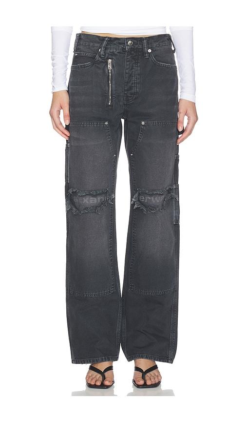 alexander wang mid rise carpenter jeans with zip in black. - size 24 (also in 25, 26, 27)