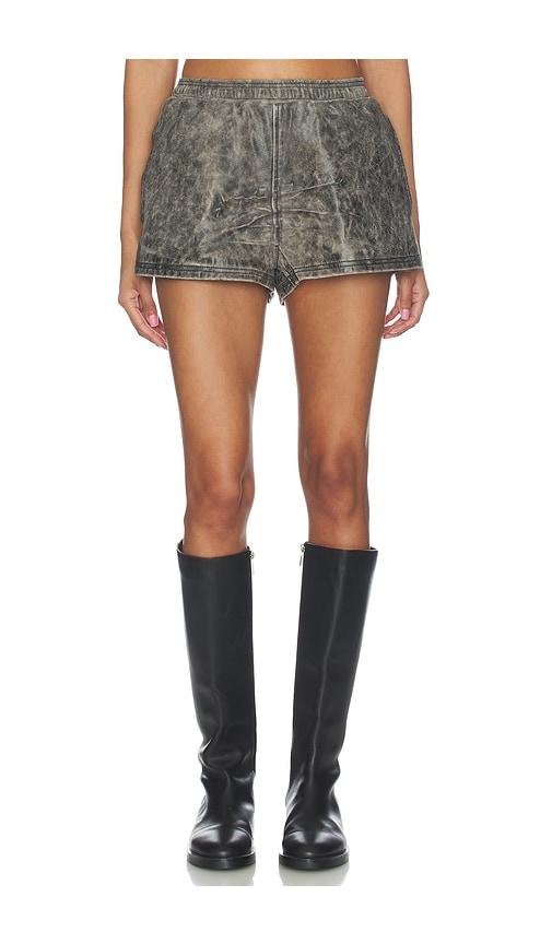 alexander wang mid rise leather mini short in charcoal. - size l (also in m, s, xs)