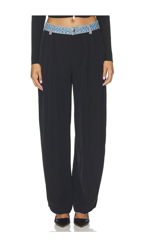 alexander wang mid rise pant with denim waistband in black. - size 2 (also in 4)