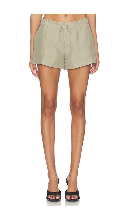 alexander wang mid rise short with drawcord detail in army. - size 0 (also in 2, 4, 6)