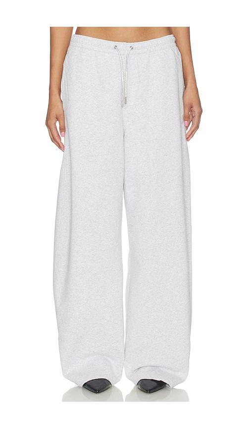 alexander wang mid rise sweatpant with rhinestone drawcord in light grey. - size l (also in m, s, xs)