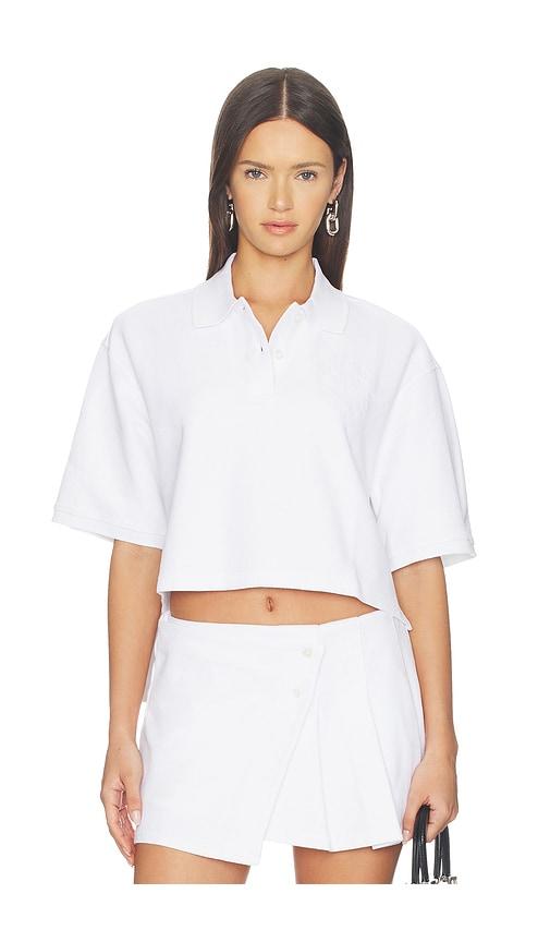 alexander wang oversized high low polo top in white. - size l (also in xs, s, m)