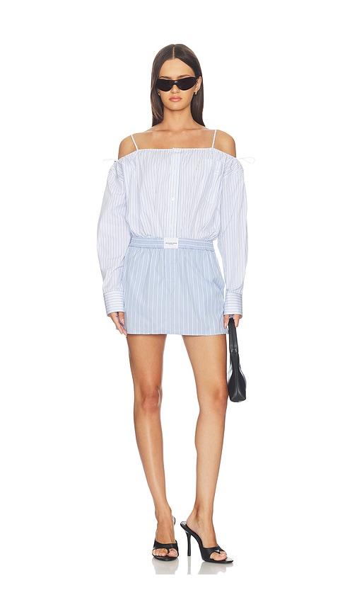 alexander wang pre-styled off shoulder dress in blue. - size l (also in xs, s, m, xl)