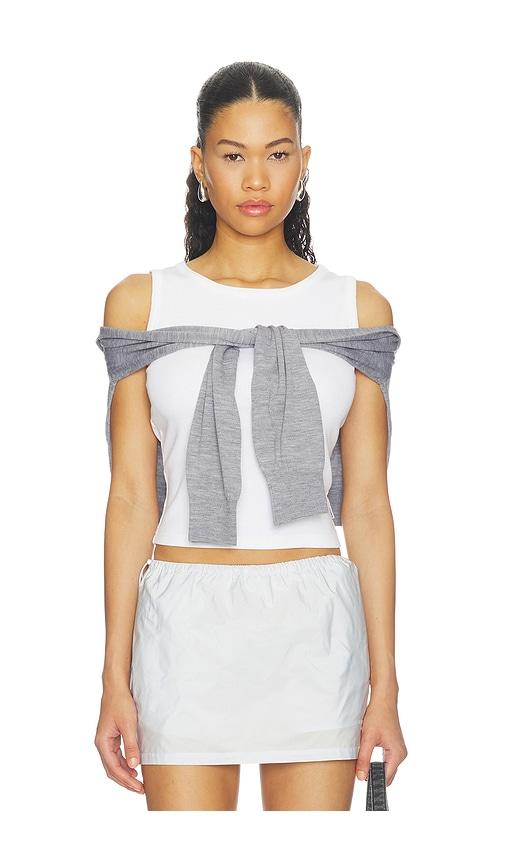alexander wang pre-styled tank top with draped cardigan in white. - size m (also in xs, s)