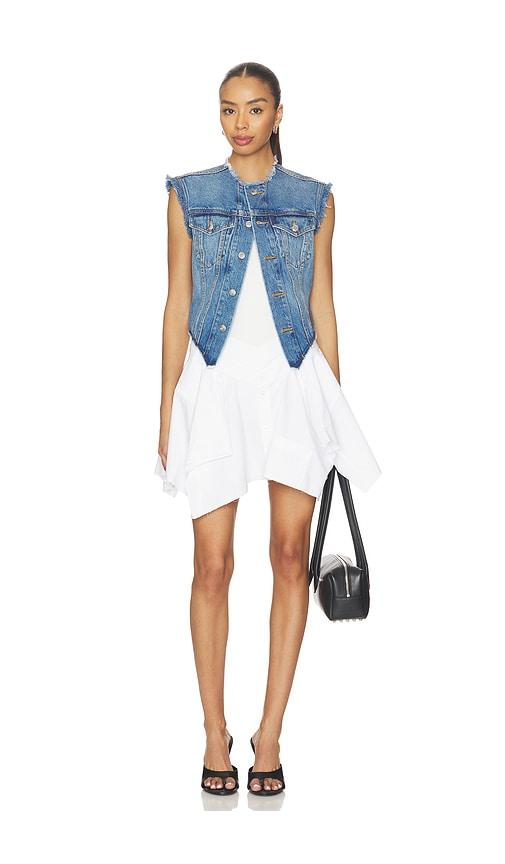 alexander wang prestyle combo dress with denim vest in white,blue. - size 0 (also in 6)