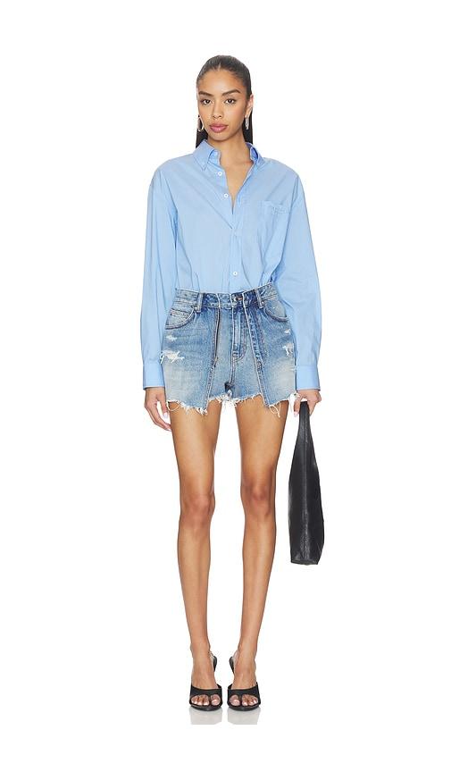 alexander wang prestyled button down skort romper in blue. - size 2 (also in 4, 6)