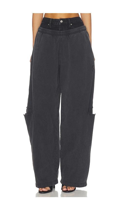 alexander wang prestyled slashed sweatpant with denim waistband in black. - size 25 (also in 28)