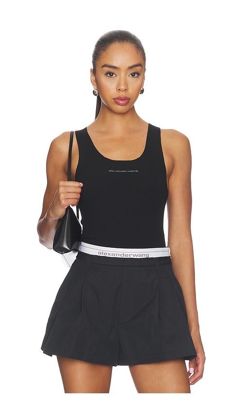 alexander wang racer tank with jacquard logo in black. - size l (also in xs, s, m)