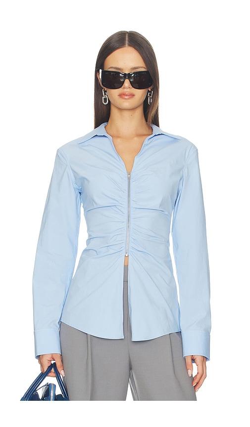 alexander wang shirt with gathered bust in baby blue. - size 0 (also in 2, 4, 6)