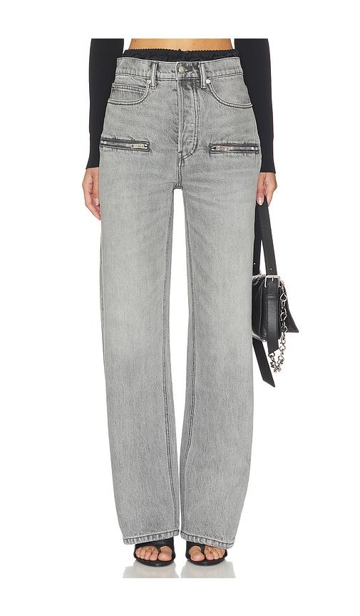 alexander wang silk prestyle float jeans with horizontal zips in grey. - size 24 (also in 25, 26, 27, 29)