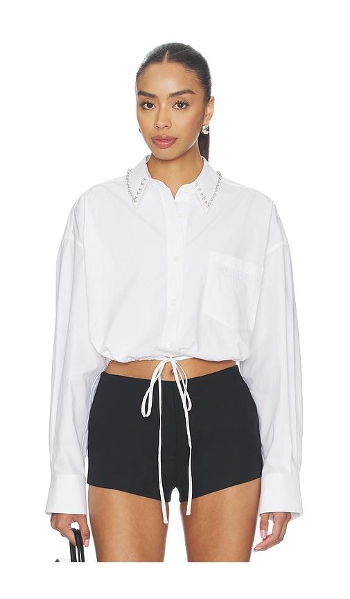 alexander wang wrap shirt with crystal stud collar in white. - size m (also in xs, s)
