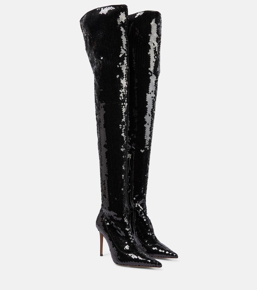 alexandre vauthier elixir sequined over-the-knee boots