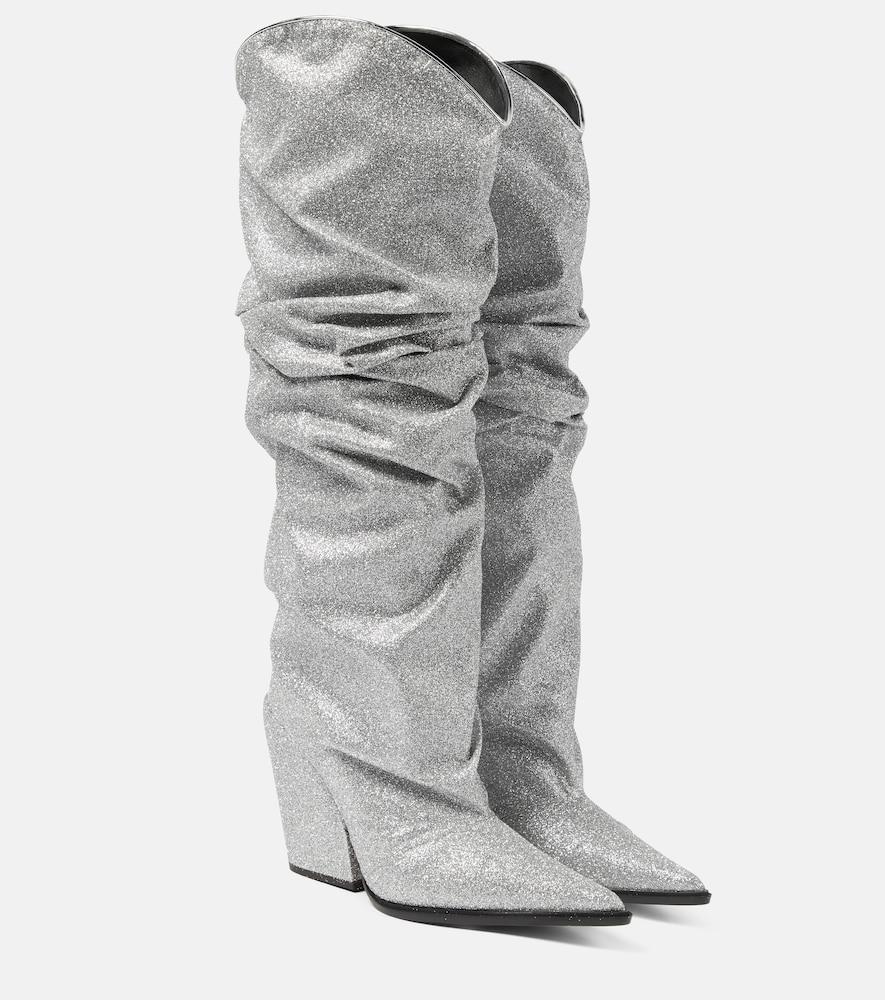 alexandre vauthier glitter knee-high boots
