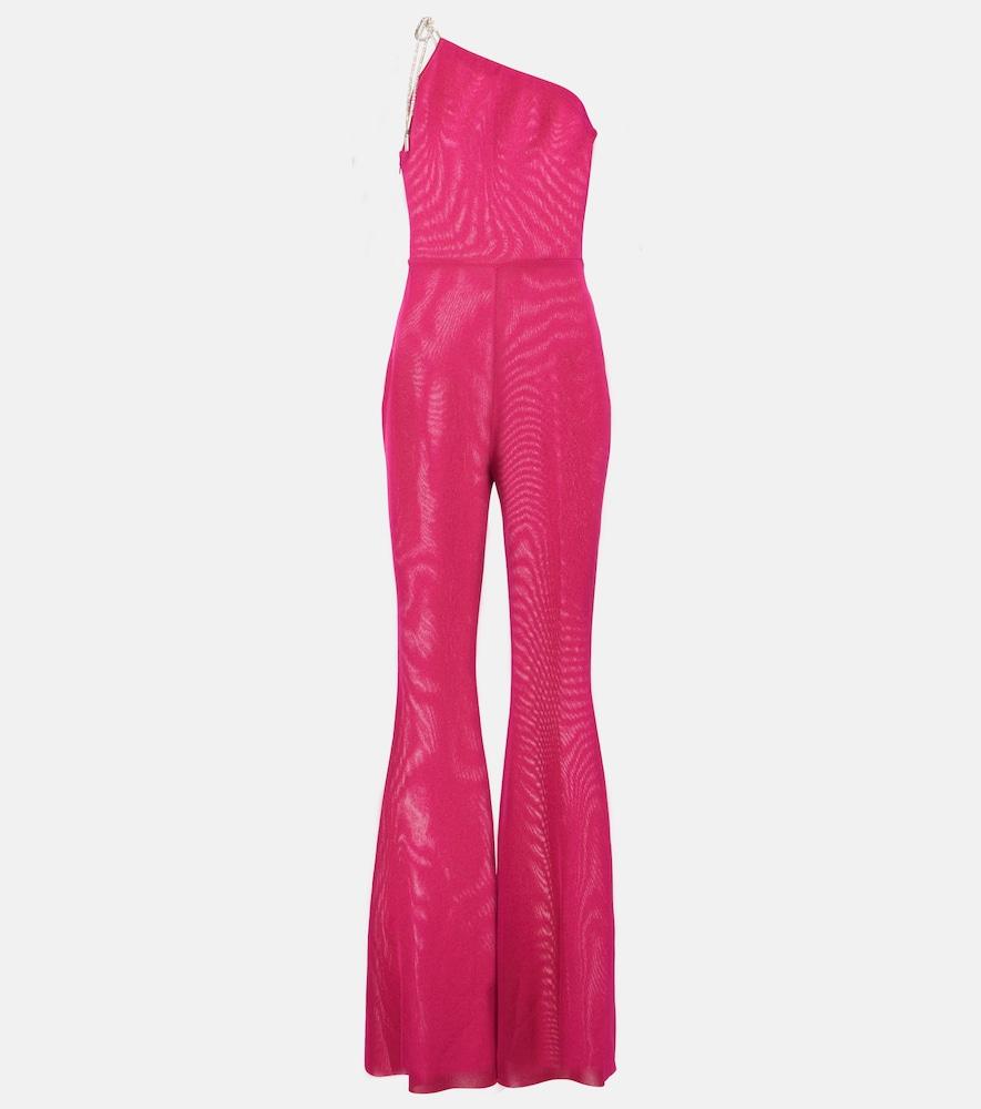 alexandre vauthier one-shoulder flared jumpsuit