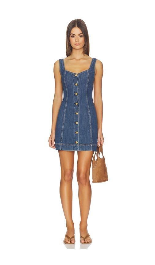 alice + olivia bea sweetheart denim mini dress in blue. - size 12 (also in 2, 6)