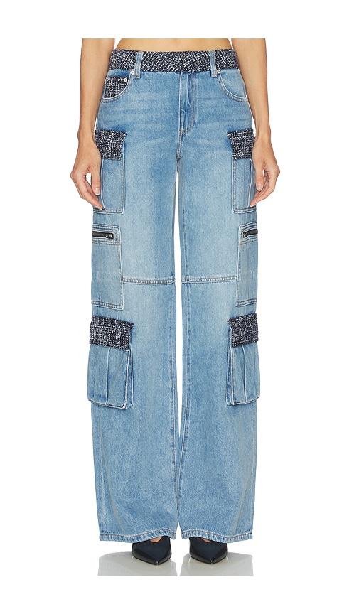 alice + olivia cay baggy denim cargo in blue. - size 26 (also in 27, 31)
