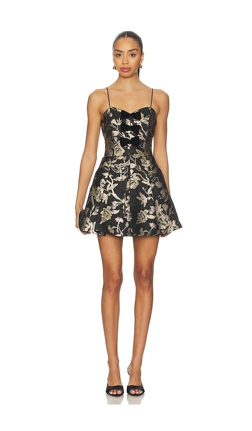 alice + olivia daniela bow structured mini dress in black. - size 4 (also in 6)