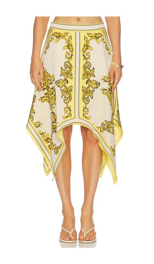 alice + olivia davina handkerchief skirt in yellow. - size 0 (also in 2, 10, 12)