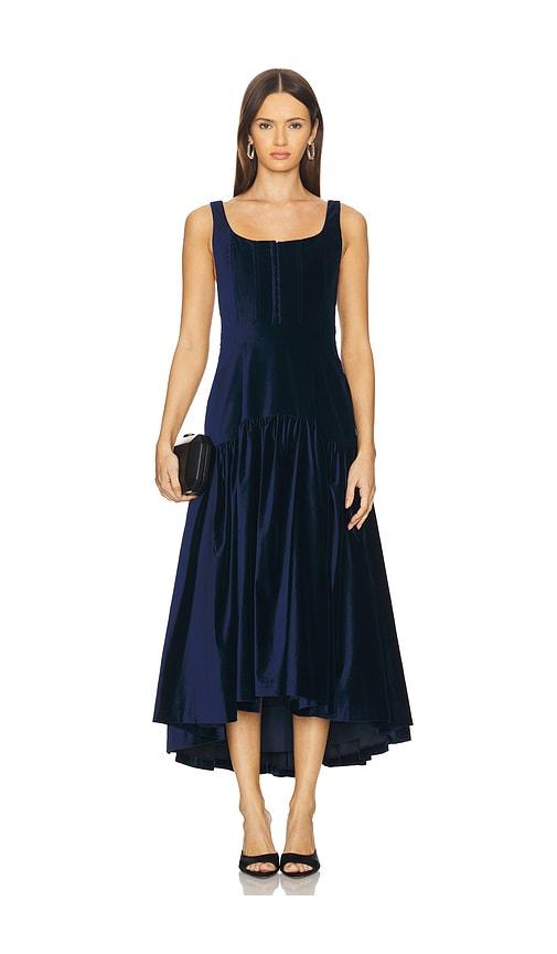 alice + olivia diana sleeveless structured midi dress in navy. - size 0 (also in 2, 8, 10)