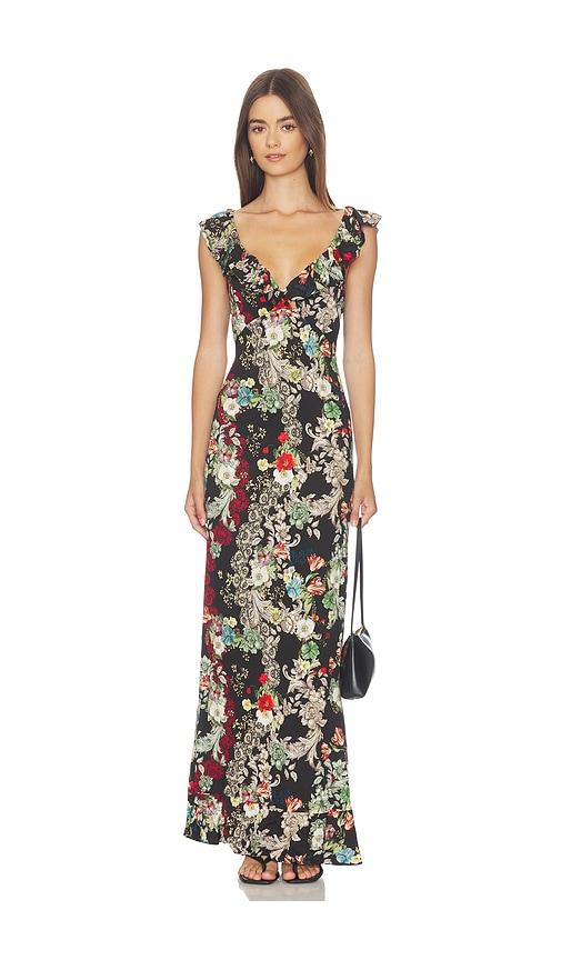 alice + olivia gemma ruffle maxi dress in black. - size 2 (also in 4, 8)