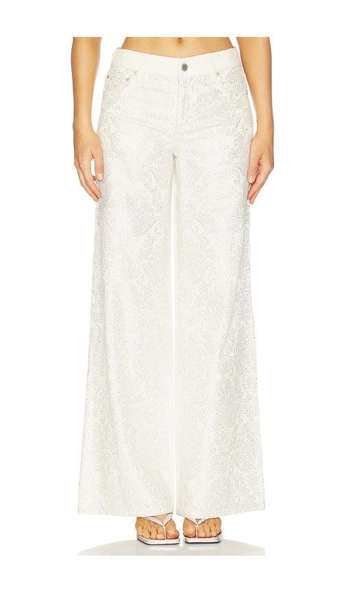 alice + olivia jasper amazing embellished jean in cream. - size 24 (also in 26, 25, 27, 28, 29, 30)
