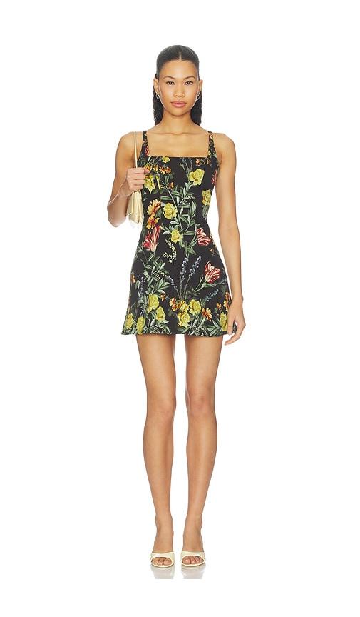 alice + olivia julia scoop neck mini dress in black. - size 0 (also in 2, 4, 6)