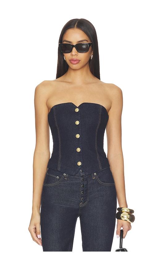 alice + olivia kelcey denim strapless vest top in navy. - size 0 (also in 10, 2, 4)