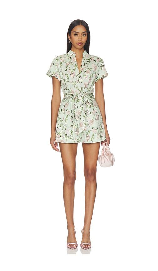 alice + olivia lucy roll sleeveless button down romper in sage. - size 10 (also in 12, 2, 4, 6, 8)