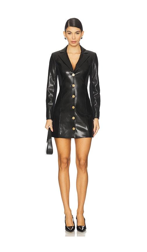 alice + olivia michelle fitted faux leather blazer dress in black. - size 0 (also in 2, 4)