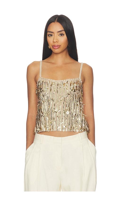 alice + olivia nicolette allover sequin tank in metallic gold. - size m (also in xl)