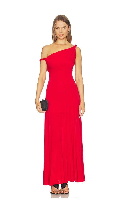 alice + olivia noelia twist strap paneled maxi dress in red. - size 0 (also in 10, 12, 2, 6)