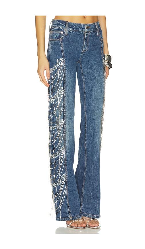 alice + olivia roxie embellished jean in blue. - size 24 (also in 26, 27, 28)