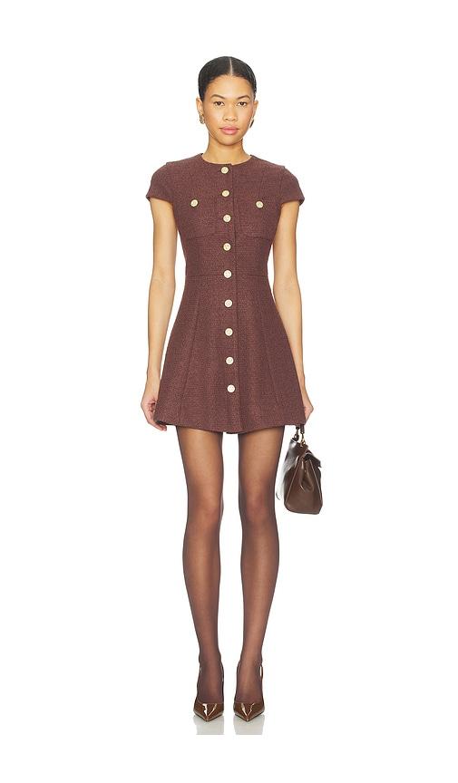 alice + olivia shiloh mini dress in chocolate. - size 12 (also in 2)