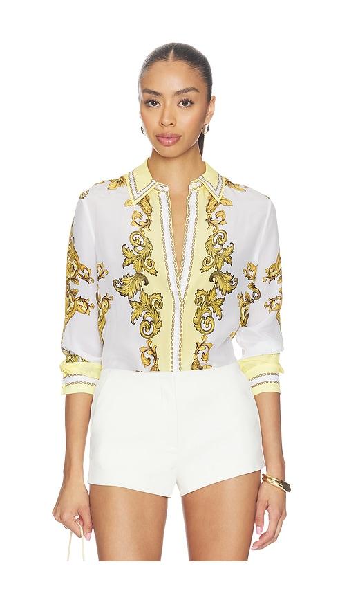 alice + olivia willa top in yellow,white. - size m (also in xs)