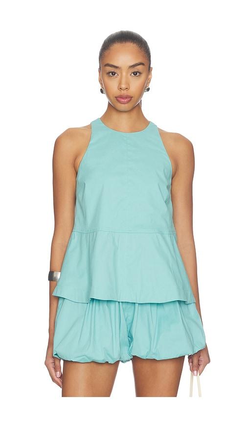 aligne carlos poplin peplum top in blue. - size 2 (also in 6)
