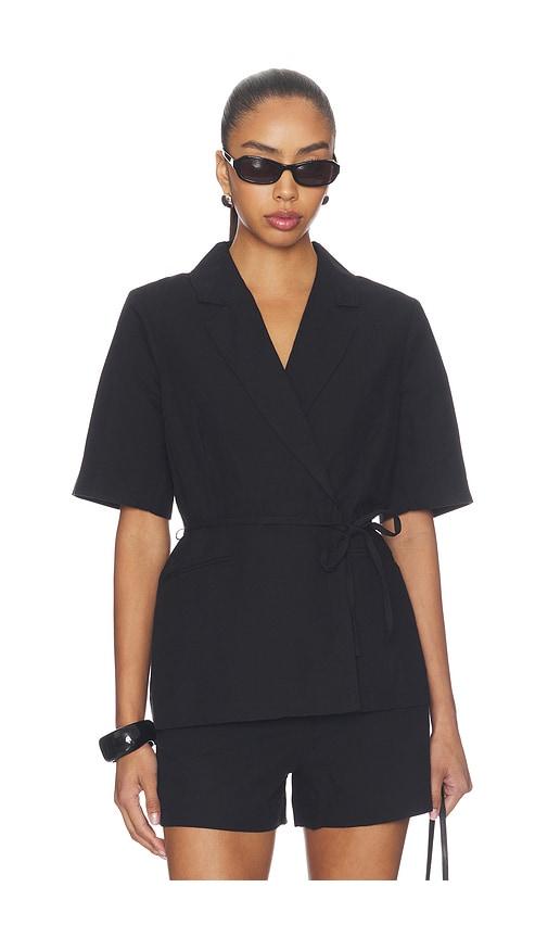 aligne carrie linen mix blazer in black. - size 0 (also in 4, 2, 6, 10)