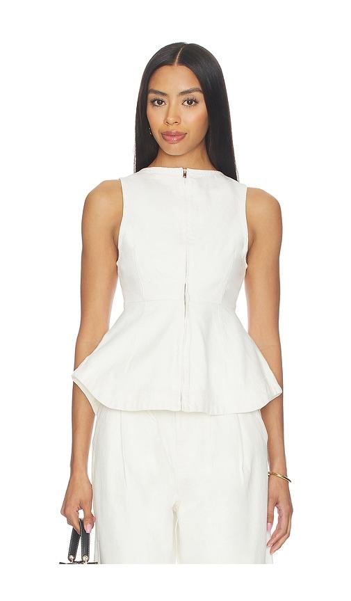 aligne chlo denim top in cream. - size 0 (also in 4, 2, 6, 8, 10)