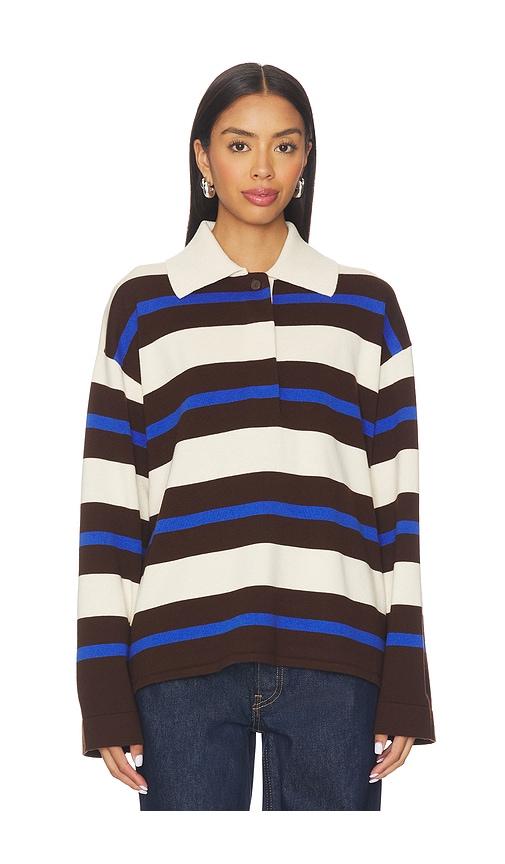 aligne ester merino rugby top in cream,chocolate. - size l (also in xs)