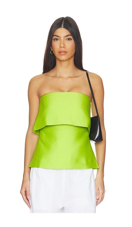 aligne felix satin strapless top in green. - size 0 (also in 2)