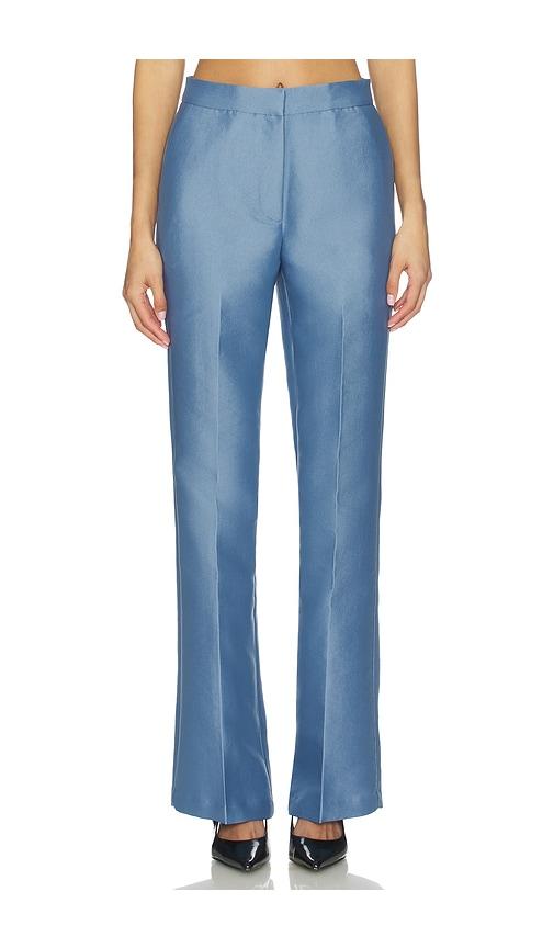 aligne figaro satin trouser in heather in blue. - size 0 (also in 4, 2, 6, 8)