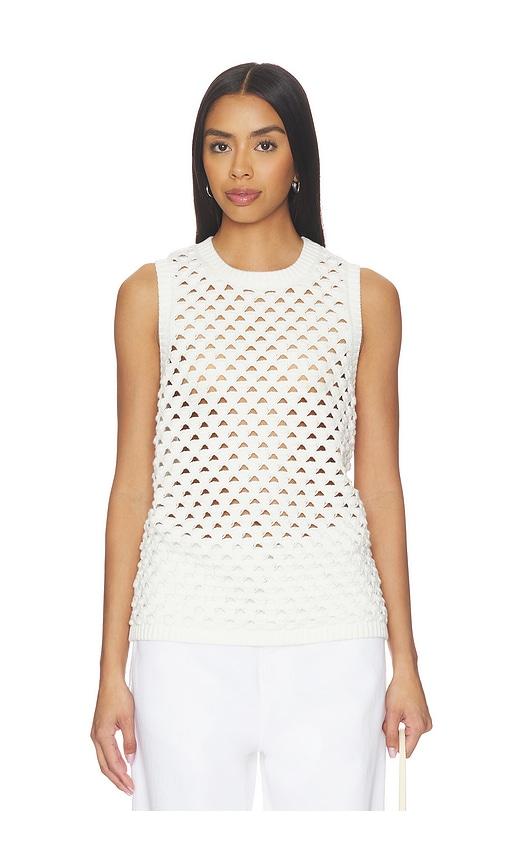 aligne jeanie crochet knitted vest in white. - size l (also in m, s, xs)