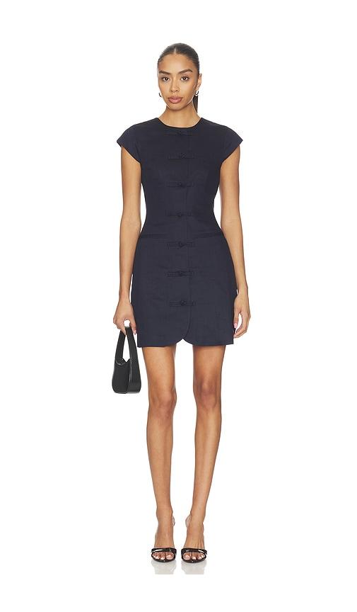 aligne jennie linen mix dress in navy. - size 2 (also in 6)