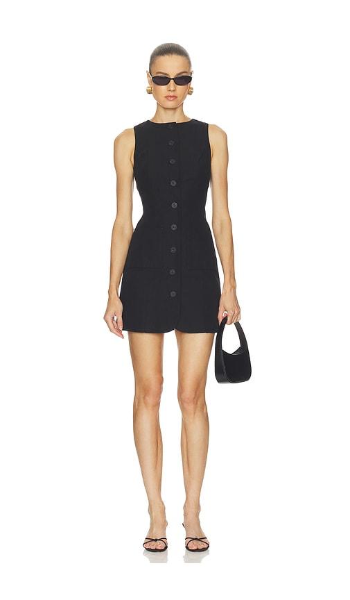 aligne leah linen mix dress in black. - size 0 (also in 2, 4, 6, 8, 10, 12)